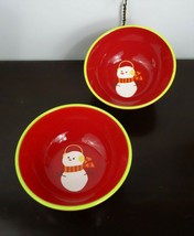 Set of 2 Target Christmas Be Merry Holiday 08 Ceramic Snowman Bowl - $27.72