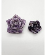 Dream Amethyst Set Of 2 Hand Carved Flowers Stunning  Mothers Day Gift !... - £31.13 GBP