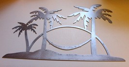 Tropical Palm Tree Scene - Metal Wall Art - Unfinished Steel (DIY) 17&quot; x 11&quot; - £24.28 GBP