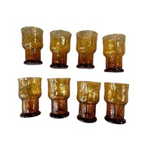 Libbey Country Garden Daisy Amber Gold 1970&#39;s 5&quot; Glass Tumblers - Set of 8 - £36.85 GBP