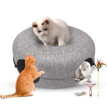 DMMC Cat Tunnel Bed, Detachable Donut Cave for Indoor Cats, Peekaboo Nest Donut - $44.54