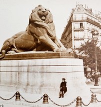 RPPC Paris The Lion Of Belfort Sepia Tone Boy In Pork Pie Hat DIX 1910s ... - $469.08 MXN