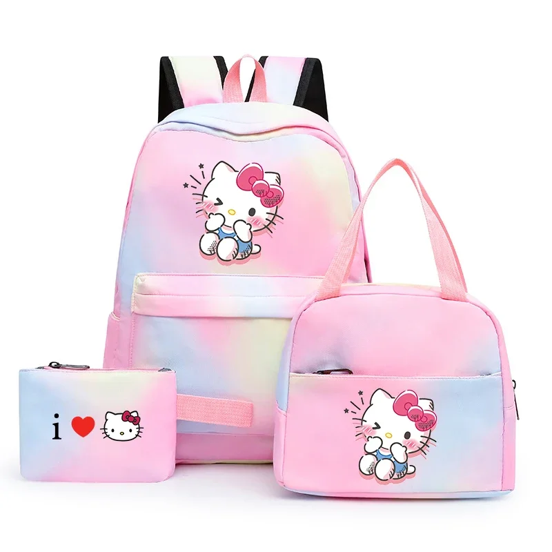 3pcs Sanrio Hello Kitty Colorful Backpack with Lunch Bag for Women Student - £27.58 GBP