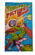 1950s Transfer Picture Book Superhero Caped Man Riding Rocket Catches Asteroid - £13.96 GBP