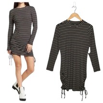 New Abound Womens Size Large Rain Check Bodycon Mini Striped Ruched Black - $22.76