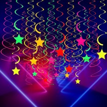 20 Pieces Neon Glow Party Supplies Set, Hanging Swirl Decorations, Neon Star Swi - $16.99