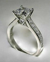 Dainty 2.35Ct Princess Cut Diamond Engagement Ring 14k White Gold Over Size 6.5 - £107.11 GBP