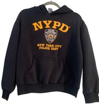 NYPD Hoodie Yellow Print Officially Licensed Sweatshirt Navy Blue Pullon SZ M - £14.23 GBP