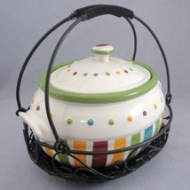Celebrating Home Simply Summer Casserole Soup Tureen Bean Pot Wire Basket Holder - £31.47 GBP