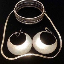 Silver vintage necklace earring and bracelet lot - $33.66