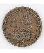 1857 Australischer Penny Token Sehr Fein Münze Private Issue Melbourne - $185.51