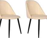 Set Of 2 Cream Beige Gia Groovy Armless Upholstered Side Dining Chairs With - $253.92