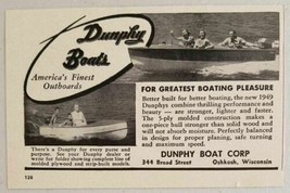 1949 Print Ad Dunphy Outboard Boats Oshkosh,WI - £7.26 GBP