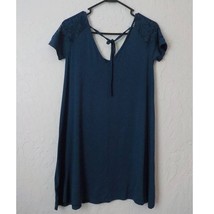 Aeropostale Rayon T-Shirt Dress V-Neck Women size Medium Blue Lace Accent NWoT - £5.51 GBP