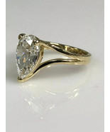 Pear 2Ct Lab-Created Diamond Wedding 14k Yellow Gold Plated Ring - $2,050.84 MXN
