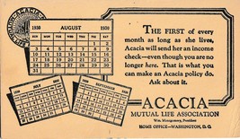 1930 Acacia Mutual Life Association Insurance Advertising Ink Blotter Calendar - £10.53 GBP