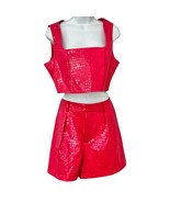 7 For All Mankind Hot Pink Croco Embossed Corset Crop Top Shorts Set M N... - $86.91