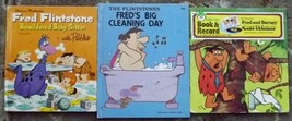 3 Flintstone books Fred&#39;s Big Cleaning Day, Fred and Barney Book and Record - £5.92 GBP