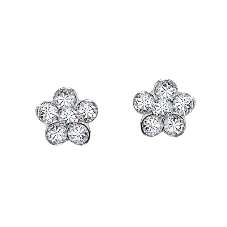 Primary image for Petite White Cubic Zirconia Flower Sterling Silver Nose Ring or Earrings