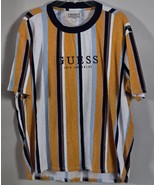 Guess Los Angeles T Shirt Mens Large Mustard Blue White Vertical Stripe ... - €18,72 EUR