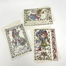 VTG 29 Christmas Cards &amp; Envelopes 3 Styles Snowman Angel Creative Calligraphy - £11.83 GBP