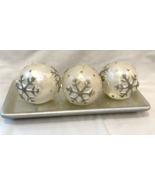 Holiday Time 3 Piece Snowflake Ball Candle Set with Plate - £11.20 GBP