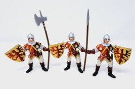 Papo Red Soldiers Figure Lot (3) Long Pike Axe Shield Fantasy World Army Builder - £15.73 GBP