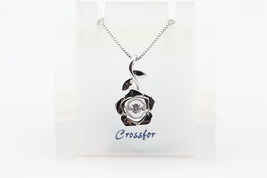 Crossfor Dancing Stone Noble Rose 925 Sterling Silver Necklace NYP-644 - £86.90 GBP