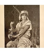 Egyptian Female With Harp Victorian Print 1901 Woman History Ephemera DWP4C - $27.22 CAD