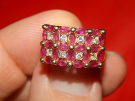 14K Yellow Gold Over 2.72Ct Diamond &amp; Ruby Wide Band Cluster Wedding Ring  - £74.13 GBP