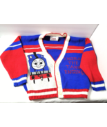 Vtg Thomas the Train Sweater Varsity Stripes V-Neck Cardigan Size 7 Doe ... - €38,77 EUR