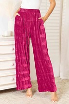 High Waist Tiered Shirring Velvet Wide Leg Pants - $600.17 MXN