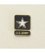 US Army White Star On Black Enamel  Lapel Pin Gold 3/4&quot; - $8.05 CAD
