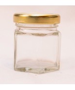 Clear 1.5oz Hexagon Glass Jars w/ Twist-off Gold Metal Closure Lids 45ml... - £4.22 GBP+