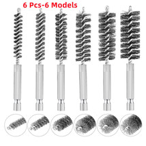 6Pcs For Power Drill Cylinder Bore Brush Set With Hex Shank Stainless St... - £18.11 GBP