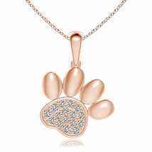 ANGARA Natural Diamond Paw Print Pendant Necklace in 14K Gold (KI3, 0.2 Ctw) - £605.46 GBP