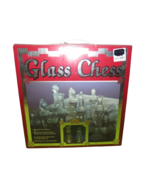 Elegant Clear And Frosted Solid Glass Chess Set W/ 10&quot; x 16&quot; Smoked Boar... - $25.74