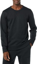 Goodthreads Men&#39;s Black Crewneck Washed Fleece Long Sleeve Sweatshirt - ... - £12.11 GBP