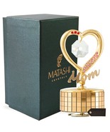 24K Gold Plated Mom Heart Wind-Up Music Box Ornament with Crystals by Ma... - $34.99