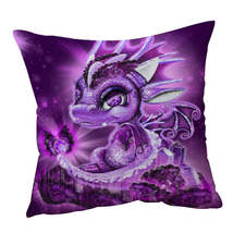 Cute Gift February Amethyst Birthstone Lil Dragon Cushion Cover - $15.90