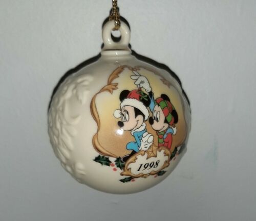 Lenox Disney Mickey & Minnie Under the Mistletoe Ball Ornament 1998 With Box  - $25.29