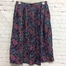 Susan Bristol Womens Flare Skirt Blue Brown Floral Knee Length Pocket Pleated 12 - £8.07 GBP