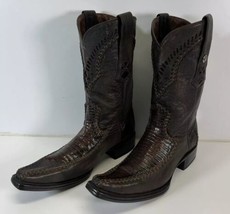 NWOT Semental Rancho Mens Exotic Western Boots Brown Lizard Skin Embroid... - $148.49