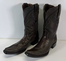 NWOT Semental Rancho Mens Exotic Western Boots Brown Lizard Skin Embroid... - £115.97 GBP