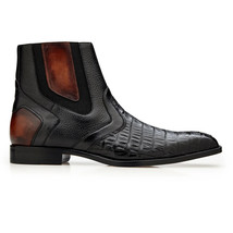 Belvedere Monte Genuine Caiman Crocodile Italian Leather Zipper Boot Black R102 image 3