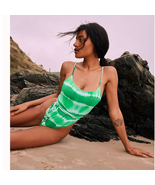 New Free People Martha Rey Holly One-Piece Swimsuit $258 LARGE Green - $92.32 CAD