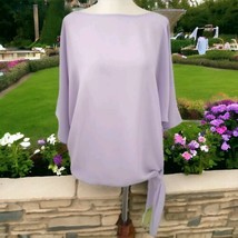 All Sheer Boxy Top XL Batwing Sleeve Lilac Knot Side Tie Relaxed Teddi C... - $24.74