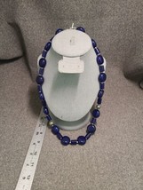 Chico&#39;s Marked Blue &amp; Silver Beaded Necklace Silvertone 26&quot; - £7.49 GBP