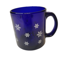 VTG Libbey Cobalt Blue Snowflake Coffee Mug Mid-Century Modern Atomic MCM USA - £11.67 GBP