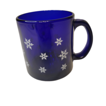 VTG Libbey Cobalt Blue Snowflake Coffee Mug Mid-Century Modern Atomic MCM USA - £11.82 GBP